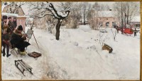 Картина автора Ларсон Карл под названием Open-Air Painter. Winter-Motif from Åsögatan 145, Stockholm