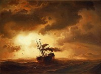 Картина автора Ларсон Маркус под названием Steamship in Sunset