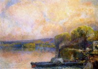 Картина автора Лебург Альберт под названием Ferry on the Bouille  				 - Паром на Буйе