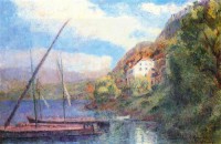 Картина автора Лебург Альберт под названием The Shores of Lake Geneva at Saint-Gingolph  				 - На берегах Женевского озера в Сен-Жингольф