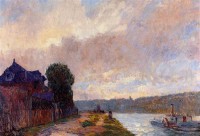 Картина автора Лебург Альберт под названием Tugboat on the Seine Downstream from Rouen  				 - Буксир на Сене по течению ниже от Руана