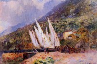 Картина автора Лебург Альберт под названием Boats Docked at Saint-Gingolph  				 - Заход лодок  в Сен-Жингольф