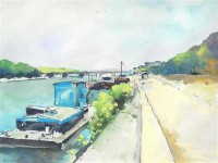 Картина автора Лебург Альберт под названием Barges along the Seine  				 - Баржи по Сене