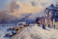 Картина автора Лебург Альберт под названием Banks of the Seine, Winter at Herblay  				 - На берегах Сены, зима в Эрбле