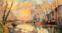 Картина автора Лебург Альберт под названием The Canal at Charenton  				 - Канал в Шарантоне