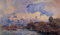 Картина автора Лебург Альберт под названием Paris, the Seine at Pont des Arts and the Institute  				 - Париж, Сена, Мост искусств и Институт
