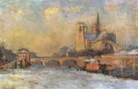 Картина автора Лебург Альберт под названием The Quay de La Tournelle and Notre Dame, Paris  				 - Набережная Турнель Нотр Дам, Париж