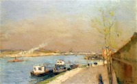 Картина автора Лебург Альберт под названием Quay on the Seine, Spring Morning  				 - Набережная Сены весенним утром