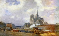 Картина автора Лебург Альберт под названием Notre Dame de Paris, View from Pont de la Tournelle  				 - Собор Нотр дам де Пари, вид с моста Турнель