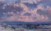Картина автора Лебург Альберт под названием The Seine and the Faubourg Saint-Server, Sky Study  				 - Сена и Фобур, грозовые облака