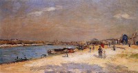 Картина автора Лебург Альберт под названием The Port of Bercy, Unloading the Sand Barges  				 - Порт Берси, разгрузка барж с песком