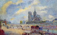 Картина автора Лебург Альберт под названием Notre-Dame de Paris and the Bridge of the Archeveche  				 - Нотр Дам де Пари и мост Архиепископа