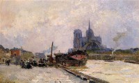Картина автора Лебург Альберт под названием Notre Dame de Paris, View from the Quai de la Tournelle  				 - Собор Нотр дам де Пари, вид из дока Турнель