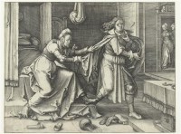 Картина автора Лейден Лукас под названием Иосиф бежит от жены Потифара