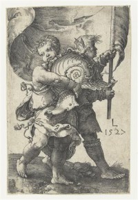Картина автора Лейден Лукас под названием Два мальчика со шлемом и знаменем