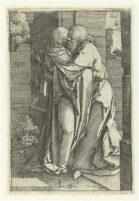 Картина автора Лейден Лукас под названием Святой Иоахим обнимает Святого Анну