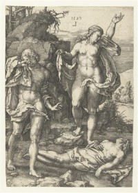 Картина автора Лейден Лукас под названием Адам и Ева оплакивают смерть Авеля