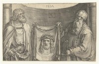 Картина автора Лейден Лукас под названием Святые Петр и Павел держат Спас Нерукотворный