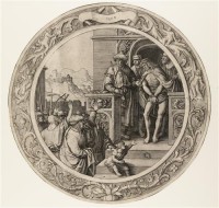 Картина автора Лейден Лукас под названием Круг Страстей Христовых, Христос представлен перед Пилатом