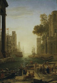 Картина автора Лоррен Клод под названием Landscape with the Embarkment of Saint Paula Romana in Ostia 1639-1640