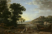 Картина автора Лоррен Клод под названием Landscape with merchants  				 - Пейзаж с торговцами