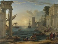 Картина автора Лоррен Клод под названием Seaport with the Embarkation of the Queen of Sheba  				 -  Морской порт