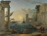 Картина автора Лоррен Клод под названием Seaport with the Embarkation of the Queen of Sheba