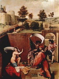 Картина автора Лотто Лоренцо под названием Susanna im Bade und die Alten