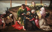 Картина автора Лотто Лоренцо под названием The Virgin fainting as Christ is carried to his grave
