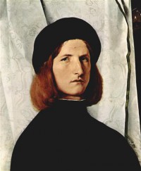 Картина автора Лотто Лоренцо под названием Porträt eines jungen Mannes mit Lampe