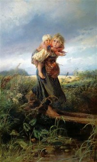 Картина автора Маковский Константин под названием Children running from a thunder-storm  				 - Дети, бегущие от грозы