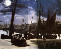 Картина автора Мане Эдуард под названием Clair de Lune sur le port de Boulogne,Moonlight on the wearing of Boulogne, Huile sur toile