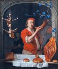 Картина автора Метсю Габриель под названием A Baker Blowing his horn