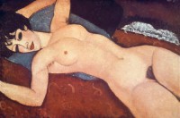 Картина автора Модильяни Амедео под названием Nude on cushion  				 - Обнажённая на подушке