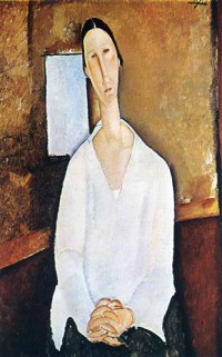 Картина автора Модильяни Амедео под названием Madame Zborowska with clasped hands