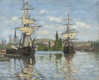 Картина автора Моне Оскар Клод под названием Ships Sailing on the Seine at Rouen, 1872  				 - Суда, приплывающие на Сене в Руане