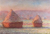 Картина автора Моне Оскар Клод под названием Haystacks - White Frost, Sunrise,