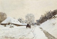 Картина автора Моне Оскар Клод под названием A Cart on the Snowy Road at Honfleu
