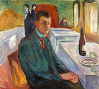 Картина автора Мунк Эдвард под названием Self-Portrait with a Bottle of Wine