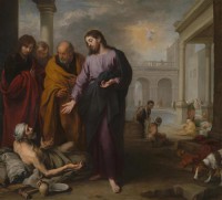 Картина автора Мурильо Бартоломе Эстебан под названием Christ healing the Paralytic at the Pool of Bethesda