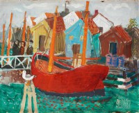 Картина автора Олсон Хагалунд Олле под названием Scenery from Gullholmen harbour