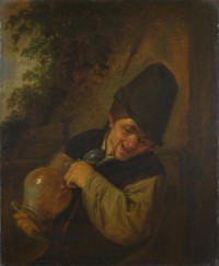 Картина автора Остаде Адриан под названием A Peasant holding a Jug and a Pipe