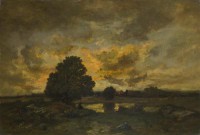 Картина автора Пенья Нарсис Виржиль Диаз под названием Common with Stormy Sunset