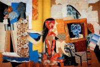 Картина автора Пикассо Пабло под названием Femmes à leur toilette Morceaux de papiers peint collés et gouache sur papier
