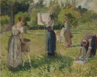 Картина автора Писсарро Камиль под названием The Laundresses at Eragny
