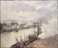 Картина автора Писсарро Камиль под названием Steamboats in the Port of Rouen