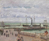 Картина автора Писсарро Камиль под названием Entering to the Port of Havre, View on the Western Breakwater, Grey Weather