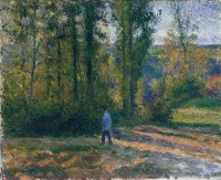 Картина автора Писсарро Камиль под названием Landscape at Pontoise with a Hunter
