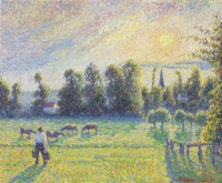 Картина автора Писсарро Камиль под названием the pasture sunset eragny