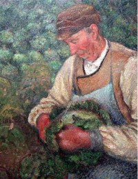 Картина автора Писсарро Камиль под названием The Gardener, Old Peasant with Cabbage